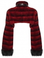 Black and Red Gothic Punk Striped Fluffy Fur Coat for Women
