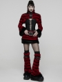 Black and Red Gothic Punk Striped Fluffy Fur Leg Warmers