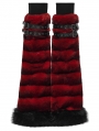 Black and Red Gothic Punk Striped Fluffy Fur Leg Warmers