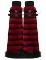 Black and Red Gothic Punk Striped Fluffy Fur Leg Warmers