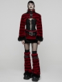 Black and Red Gothic Punk Striped Fluffy Fur Mini Skirt