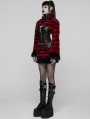 Black and Red Gothic Punk Striped Fluffy Fur Mini Skirt