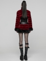 Black and Red Gothic Punk Striped Fluffy Fur Mini Skirt