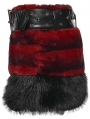 Black and Red Gothic Punk Striped Fluffy Fur Mini Skirt