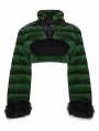 Black and Green Gothic Punk Striped Fluffy Fur Coat for Women