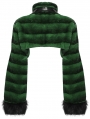Black and Green Gothic Punk Striped Fluffy Fur Coat for Women