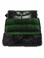 Black and Green Gothic Punk Striped Fluffy Fur Mini Skirt