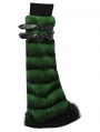 Black and Green Gothic Punk Striped Fluffy Fur Leg Warmers