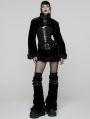 Black Gothic Punk Striped Fluffy Fur Coat for Women