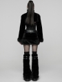 Black Gothic Punk Striped Fluffy Fur Coat for Women