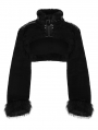 Black Gothic Punk Striped Fluffy Fur Coat for Women
