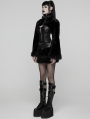 Black Gothic Punk Striped Fluffy Fur Mini Skirt