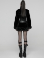 Black Gothic Punk Striped Fluffy Fur Mini Skirt