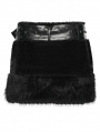 Black Gothic Punk Striped Fluffy Fur Mini Skirt