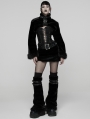 Black Gothic Punk Striped Fluffy Fur Leg Warmers