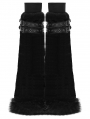 Black Gothic Punk Striped Fluffy Fur Leg Warmers