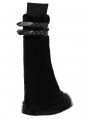 Black Gothic Punk Striped Fluffy Fur Leg Warmers