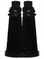 Black Gothic Punk Striped Fluffy Fur Leg Warmers