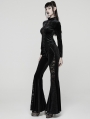Black Sexy Gothic Velvet Flared Trousers for Women