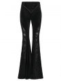 Black Sexy Gothic Velvet Flared Trousers for Women