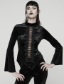 Black Sexy Gothic Hollow Lace Velvet Shirt for Women