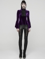 Violet Elegant Gothic Velvet Flared Sleeve Shirt for Women