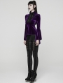 Violet Elegant Gothic Velvet Flared Sleeve Shirt for Women
