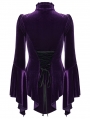 Violet Elegant Gothic Velvet Flared Sleeve Shirt for Women