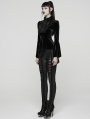 Black Elegant Gothic Velvet Flared Sleeve Shirt for Women