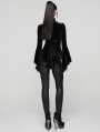 Black Elegant Gothic Velvet Flared Sleeve Shirt for Women