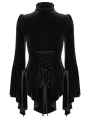 Black Elegant Gothic Velvet Flared Sleeve Shirt for Women