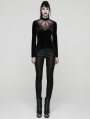 Black and Red Gothic Demon's Hand Velvet Shirt for Women