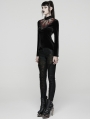 Black and Red Gothic Demon's Hand Velvet Shirt for Women