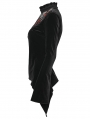 Black and Red Gothic Demon's Hand Velvet Shirt for Women