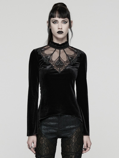 Black Gothic Demon's Hand Velvet Shirt for Women
