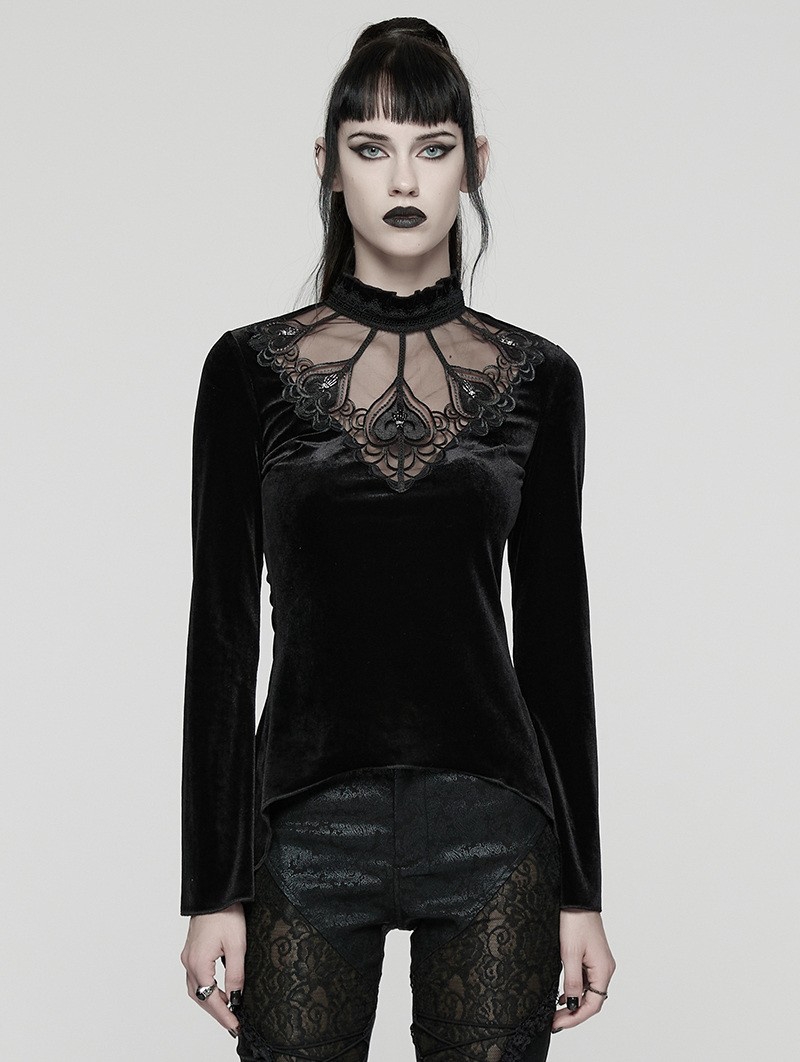 Black Gothic Demon's Hand Velvet Shirt for Women
