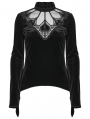 Black Gothic Demon's Hand Velvet Shirt for Women