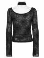 Black Sexy Gothic Spider Web Printed Mesh T-Shirt for Women