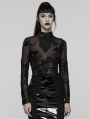 Black Sexy Gothic 3D Floral Mesh Lace Undershirt for Women