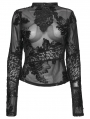 Black Sexy Gothic 3D Floral Mesh Lace Undershirt for Women