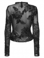 Black Sexy Gothic 3D Floral Mesh Lace Undershirt for Women