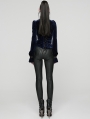 Black and Blue Retro Gothic Velvet Shirt for Women