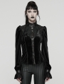 Black Retro Gothic Velvet Shirt for Women