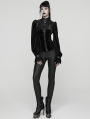 Black Retro Gothic Velvet Shirt for Women