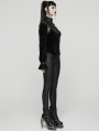 Black Retro Gothic Velvet Shirt for Women