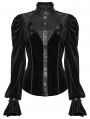 Black Retro Gothic Velvet Shirt for Women