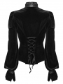 Black Retro Gothic Velvet Shirt for Women