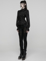 Black Retro Gothic Puff Sleeve Ruffled Shirt for Women
