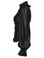 Black Retro Gothic Puff Sleeve Ruffled Shirt for Women