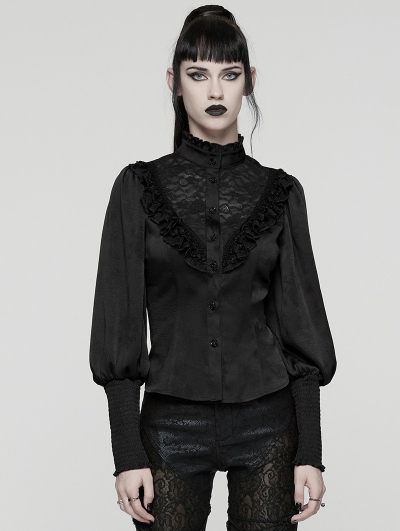 Black Retro Gothic Rose Night Shirt for Women